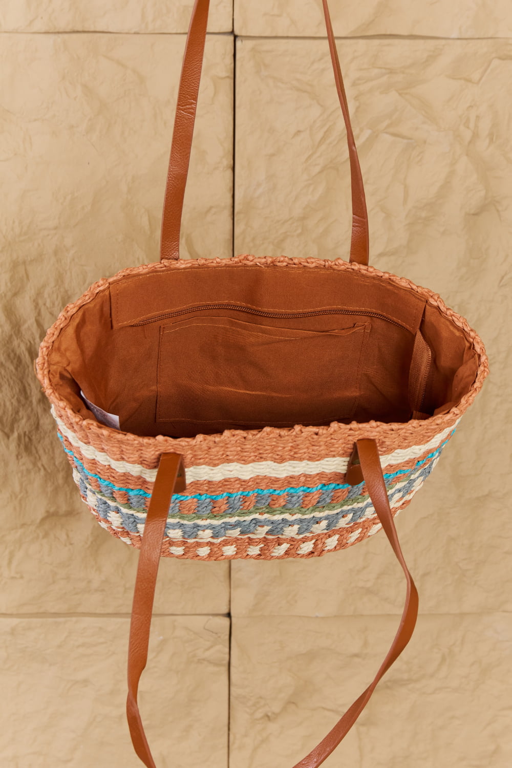 Braided Striped Tote Bag