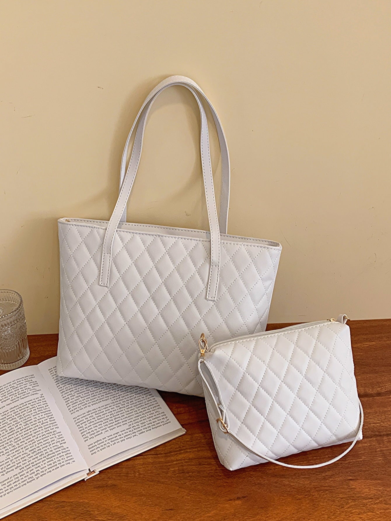 Three-Piece Diamond Print Bag Set