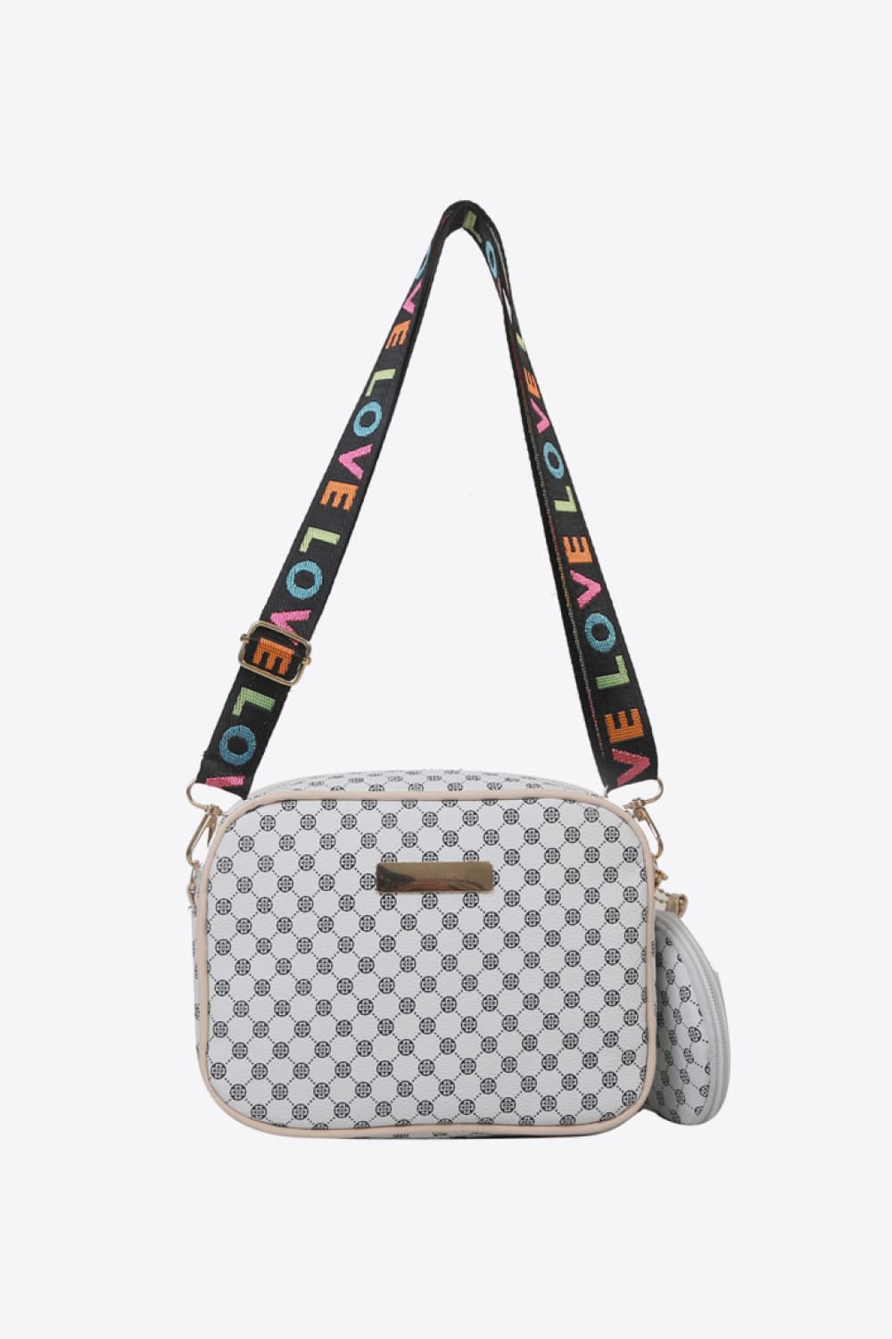 Printed Slogan Shoulder Bag
