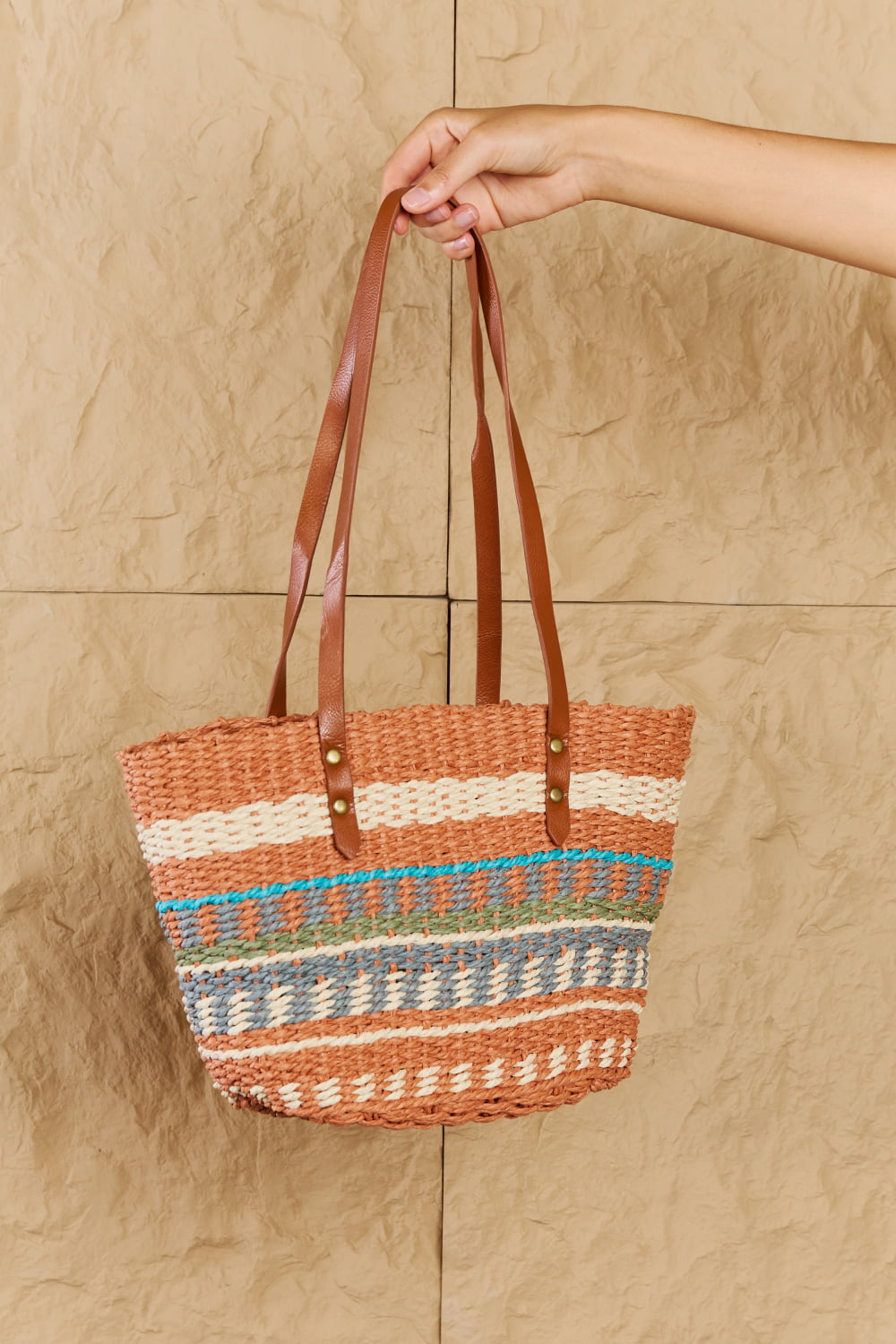 Braided Striped Tote Bag