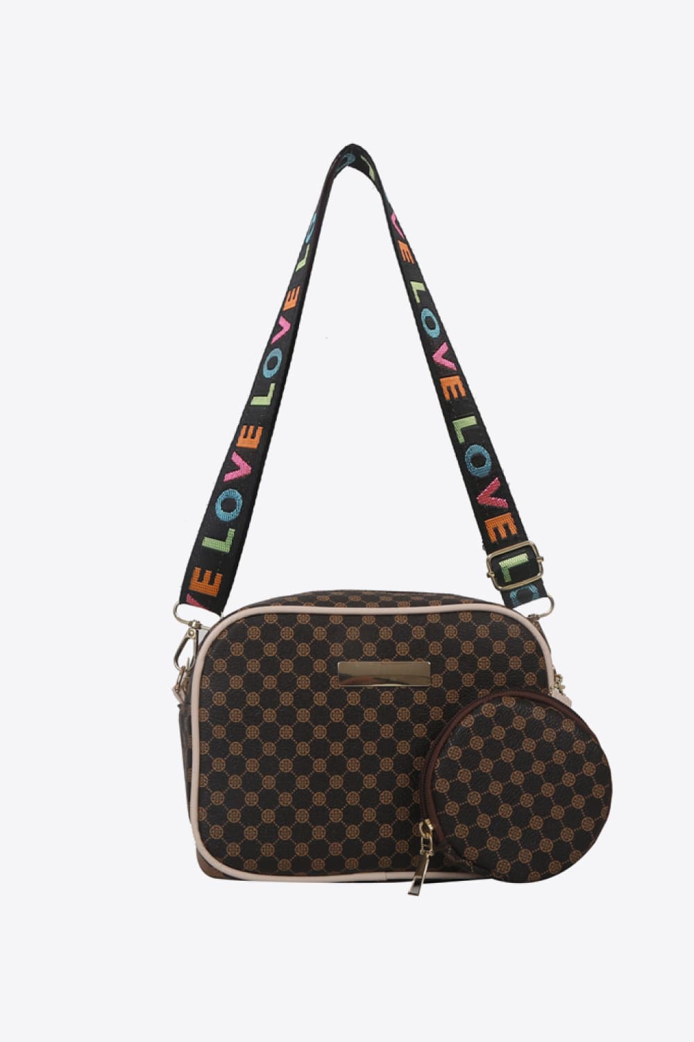 Printed Slogan Shoulder Bag