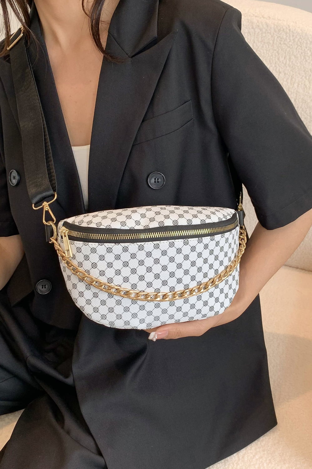 Printed Leather Sling Bag