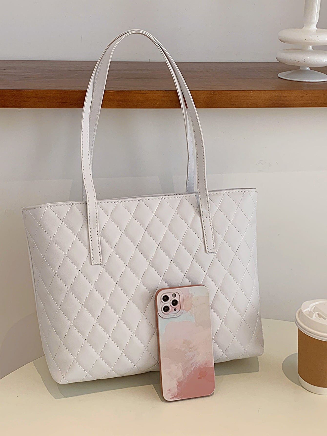 Three-Piece Diamond Print Bag Set