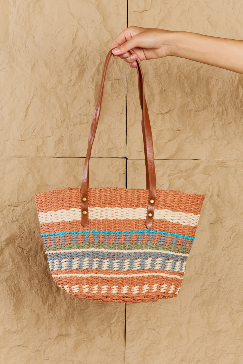Braided Striped Tote Bag