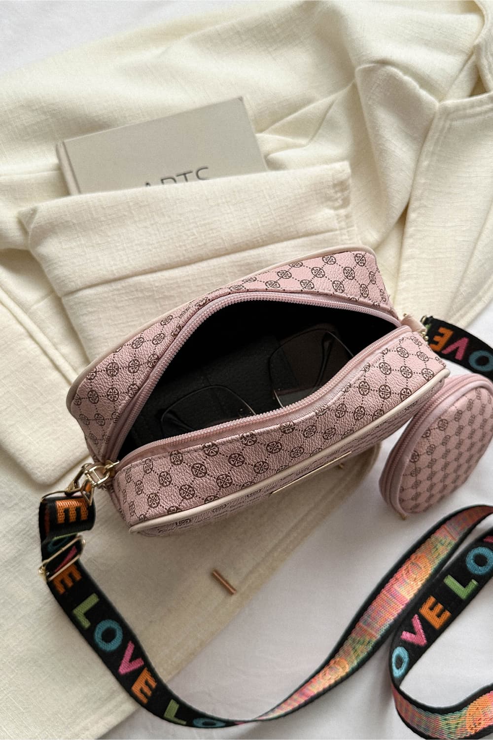 Printed Slogan Shoulder Bag