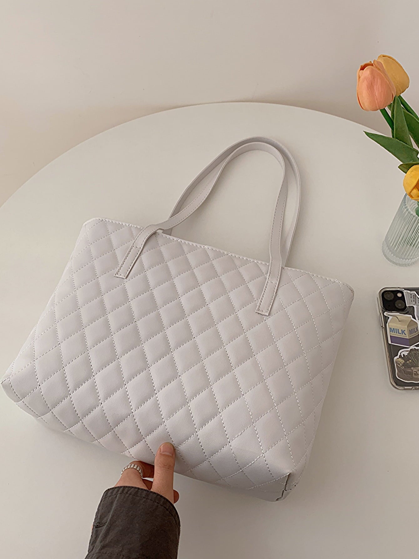Three-Piece Diamond Print Bag Set