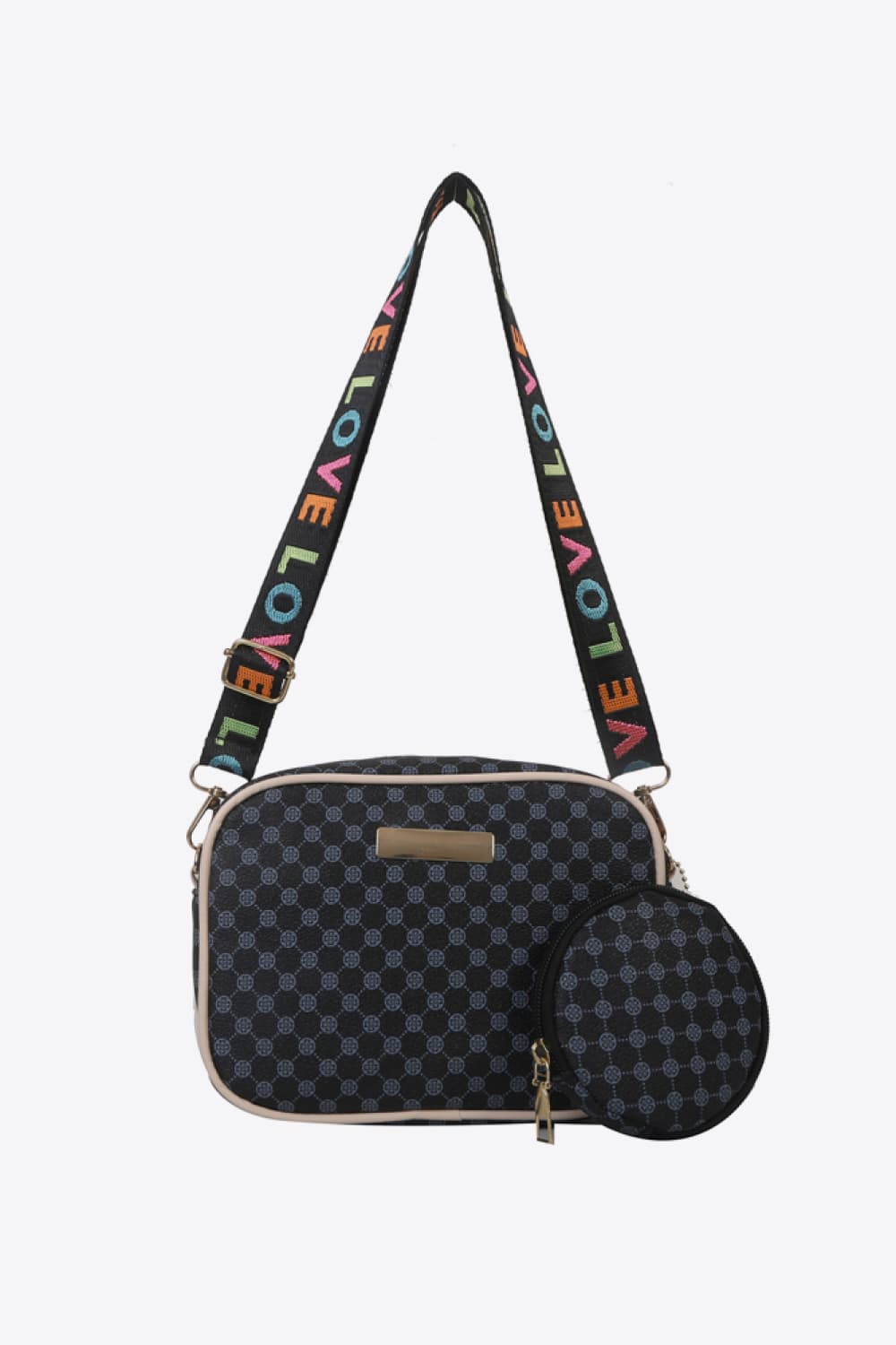 Printed Slogan Shoulder Bag