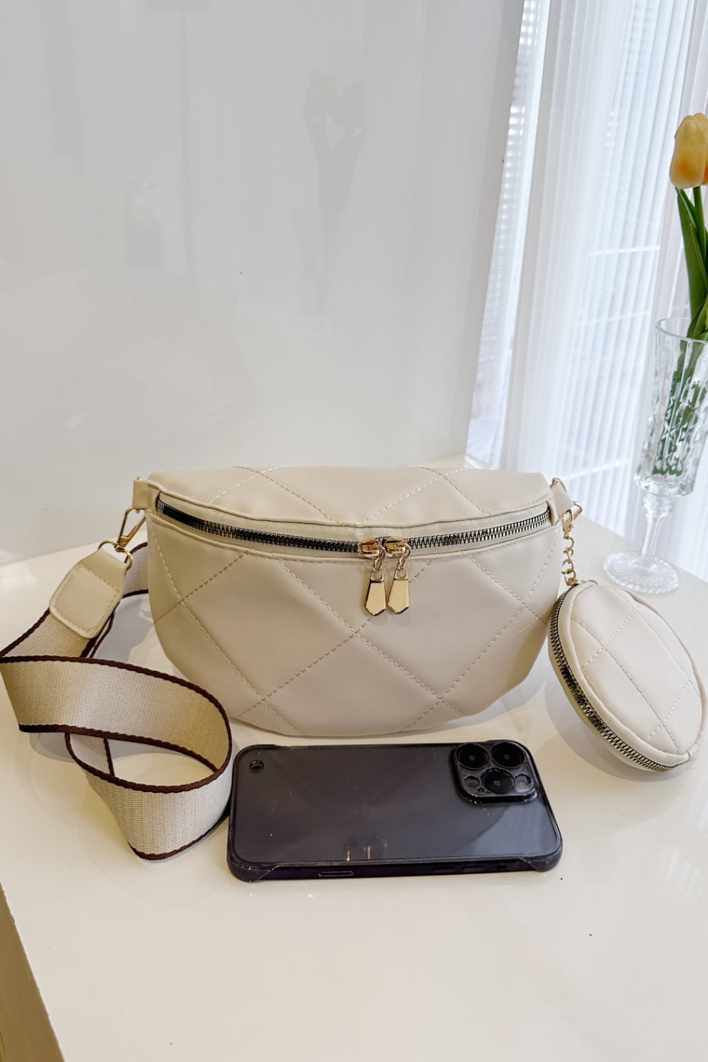 Leather Sling Bag with Small Purse